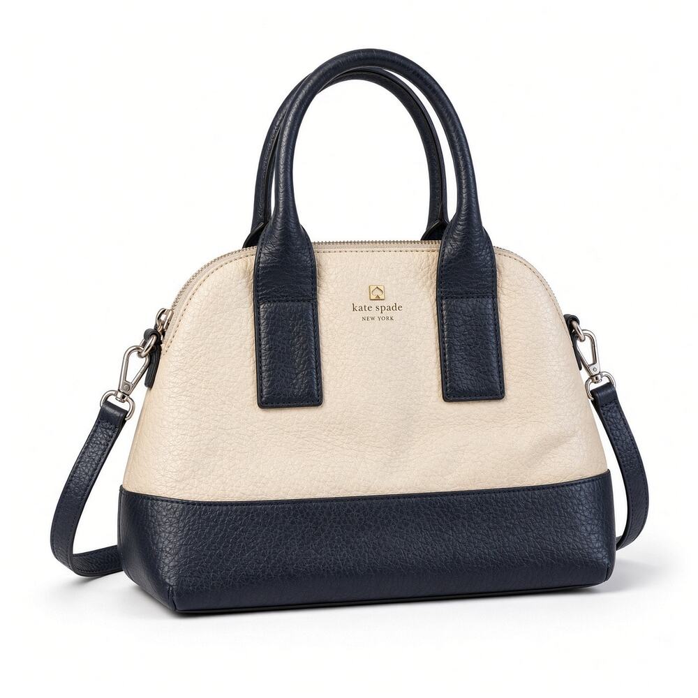 Kate Spade Southport Ave Small Jenny Satchel Cream Black Leather Crossbody